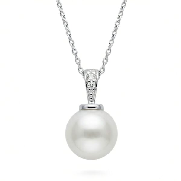 Diamantsmykke med 0,025ct W-Si og perle - coc4000083
